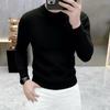 Men's Solid Color Round Neck Wool Knit Sweater - Versatile and Trendy Pullover