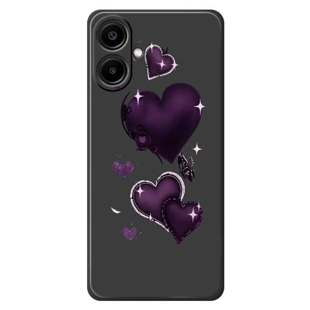 For Samsung Galaxy A07 4G Case Purple Love Pattern Printing Straight Edge TPU Phone Back Cover