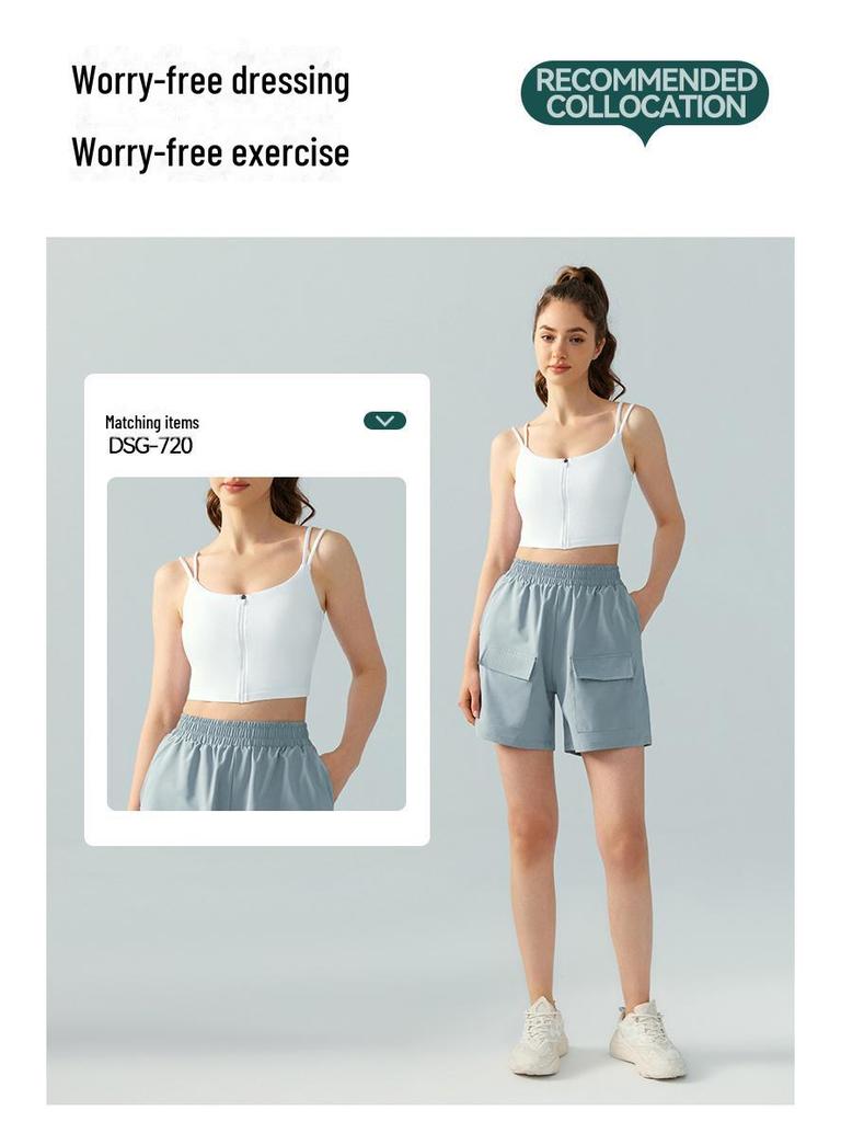 Women's High-Waist Loose-Fit Sports Shorts: European & American Style, Elastic, Wide-Leg, Hip-Lifting, 4-Inch