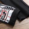 High Street Fashion Herren Jeans Nachtclub Schwarz Weiß Farbe Persönlicher Designer Bedruckte Jeans Herren Punk Hose Skinny Hip Hop Jeans