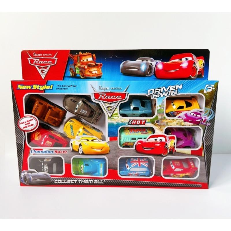 12pcs/Set  Pixar Cars Lightning Mcqueen Jackson Storm Mater Pvc Model Back-Force Car Toy For Kids festival Gift Set