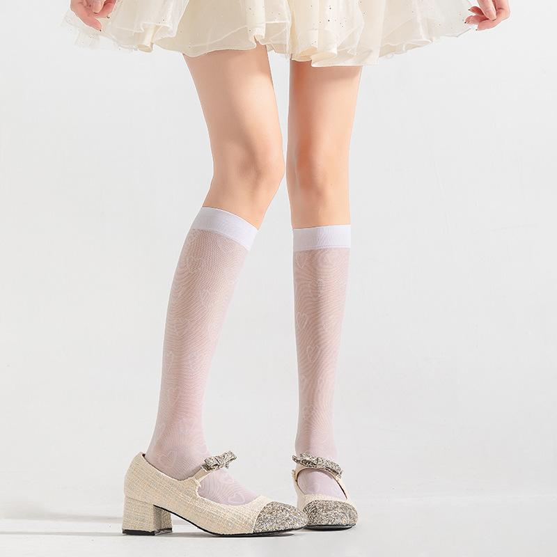 Female Spring and Summer Thin Fashion New Love Long Leg Socks