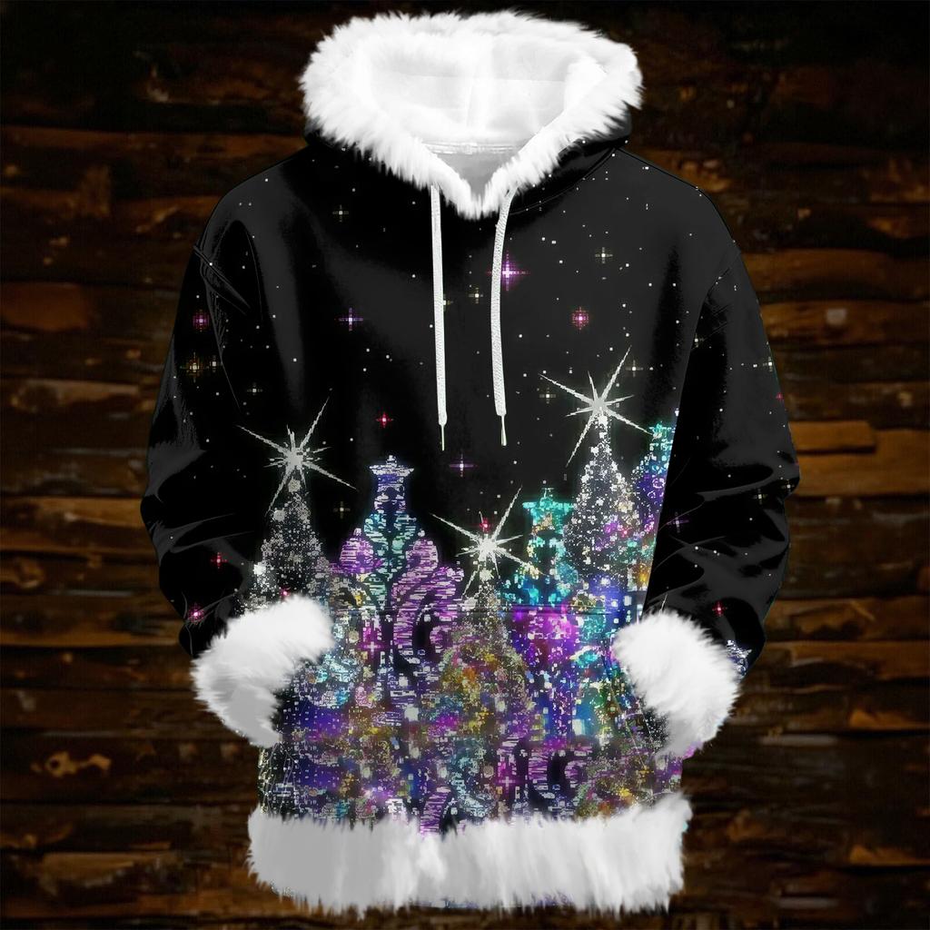 Women's Christmas Casual Fleece-Lined Hoodie With Long Sleeves And Pockets Sweatshirt Top