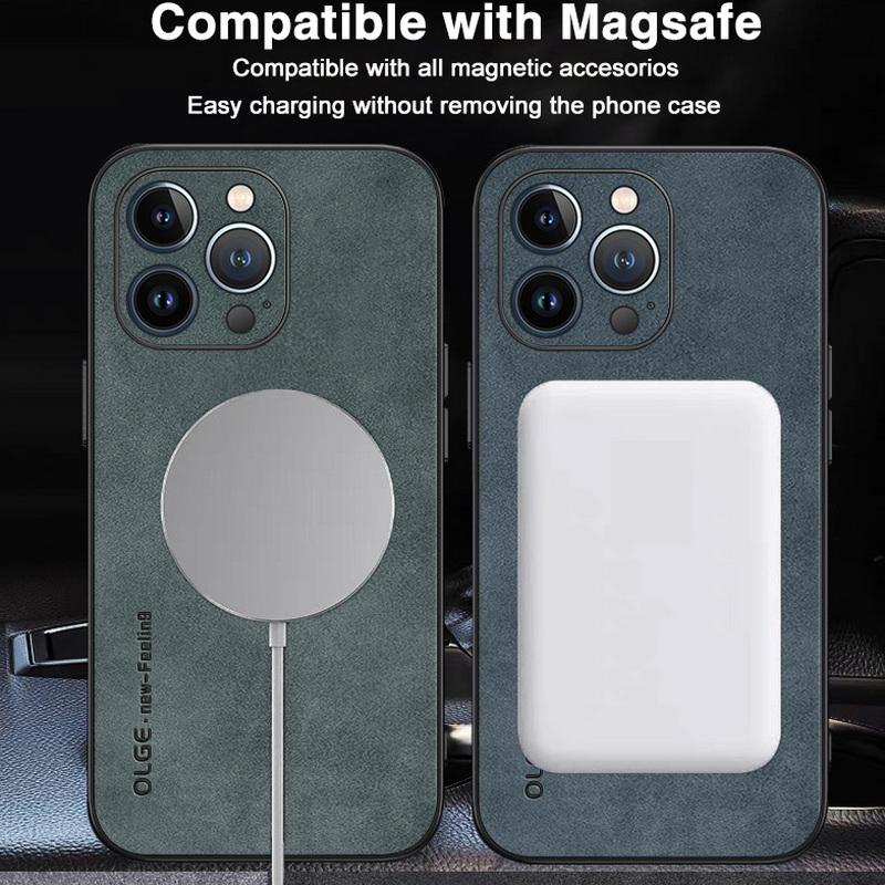 Magnetisk For Magsafe Lærveske For iPhone 15 Pro Max 14 13 12 Pro Max 11 Saueskinn Lær Jernring Magnetisk Veskedeksel