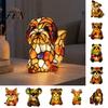 Geburtstagsgeschenk für Kinder Vintage Buntglas-Stil Schreibtischlampe, Niedliches Tier Nachtlicht, Dekorative Haustier Tischleuchte Leselampe Schlafzimmer Nachttisch