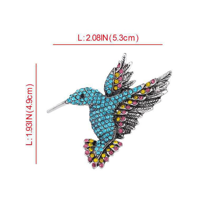 Nouveau strass coloré colibri broche animaux broches pour les femmes mode Vintage Corsage poitrine broche manteau écharpe vêtements broches