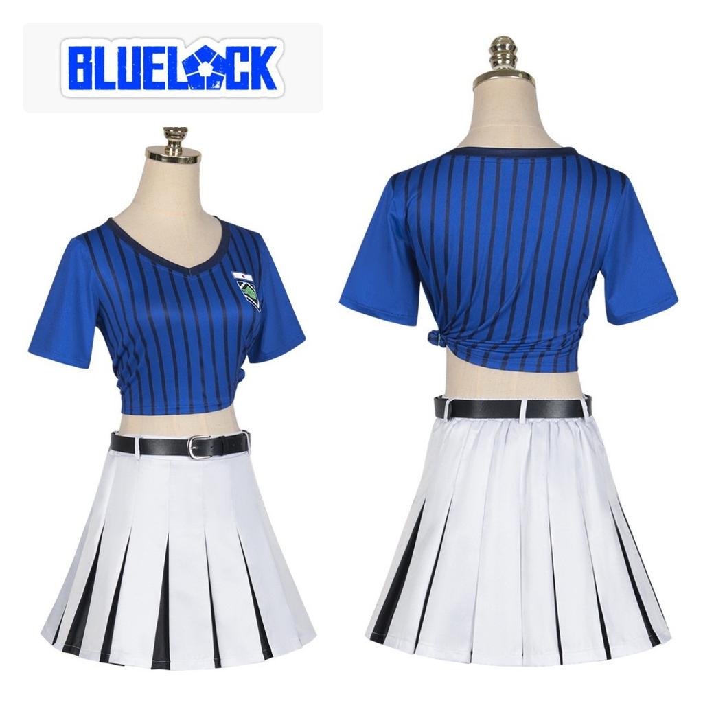 Lock Teieri Blue Anri Cosplay Costume Cheerleading Skirt Dress Uniform Party