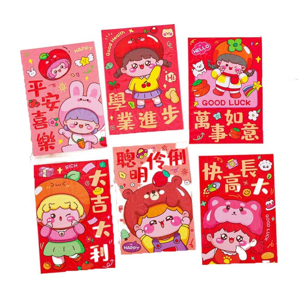 6Pcs Cute Snake Year Red Envelope Bag Cartooon 2025 Red Pocket New Year Red Packet  Blessing Gift