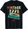 Retro Vintage 1991 T-Shirt 34 Jahre Alt Geburtstag 33. Geburtstag Tee T-Shirt Personalisierte Kleidung Anpassbar Camisas Ropa Hombre