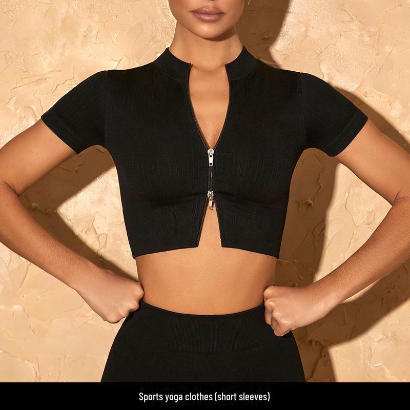 Seamless European and American Yoga Outfit: Sports Underwear, Long Sleeve Vest, and High Waist Pants for Women