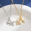 18K Gold Plated Titanium Steel Four-Leaf Clover Necklace for Women - Color-Preserving Clavicle Chain
