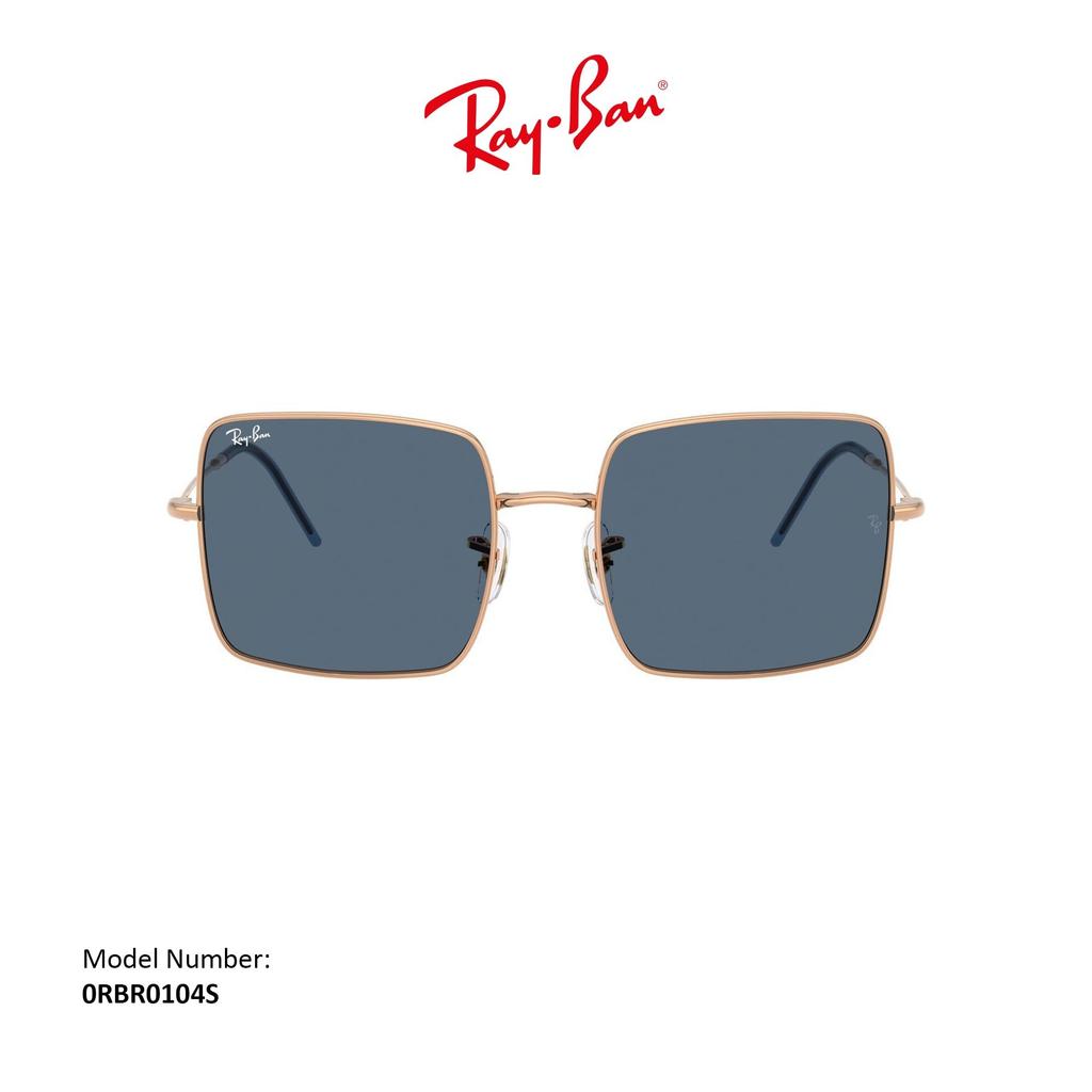 Square Reverse Rosegold Dark Blue Model Ray-Ban Sunglasses, 56mm, 0RBR0104S, Women's.