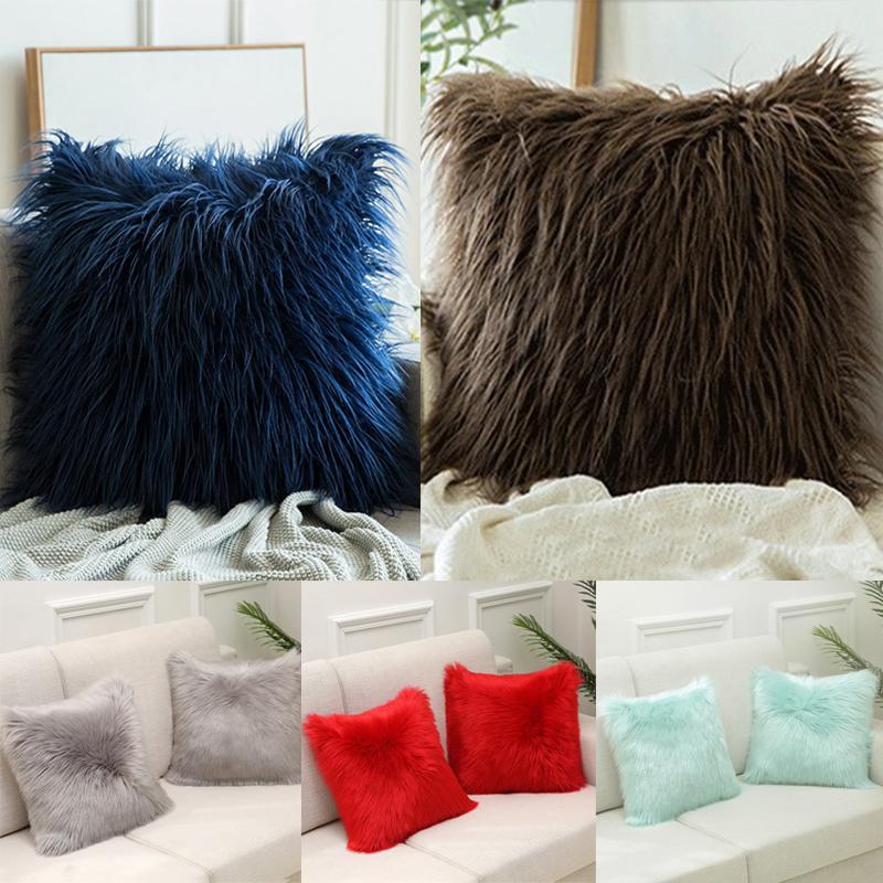 1Pcs Shaggy Fluffy Cover Home Decor Cushion Cover Bedroom Sofa Decorative Soft Fur Plush Living Room Pillowcase 45x45cm