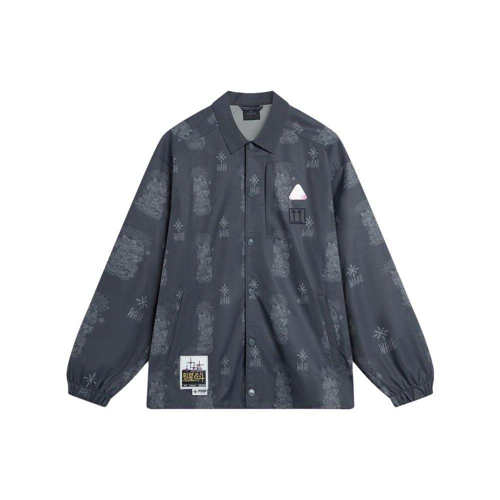 Li Ning Full Print Single Button Collar Long Sleeve Jacket Unisex Jacket Cold-Sand-Black AFDT817-3