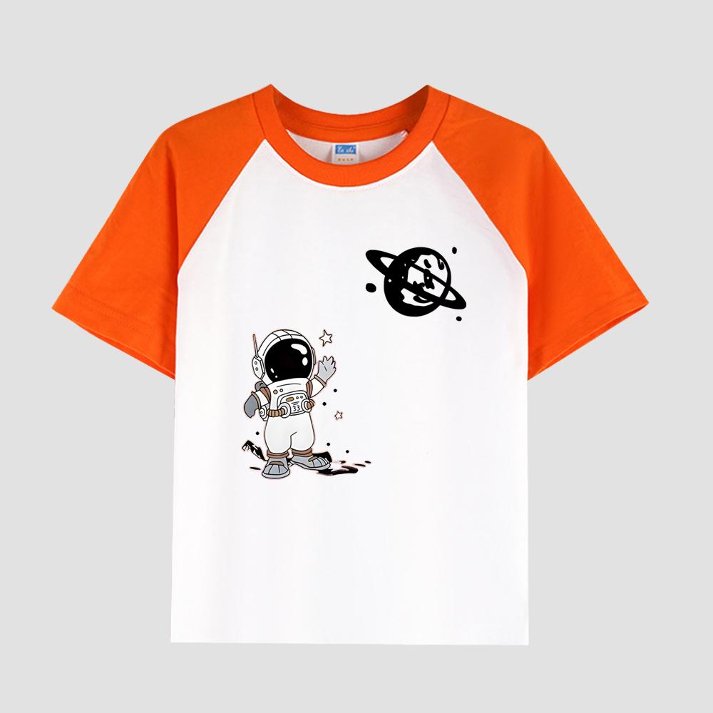 Tricou casual cu mânecă scurtă pentru băieți, cu inserție pentru mâneci, gât rotund, țesătură din bumbac, top elegant de vară pentru copii