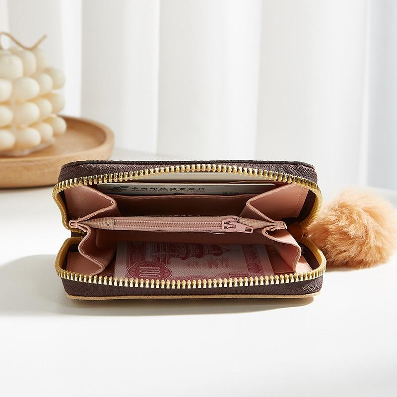 Hairball decorative polka dot printing mini change bag multi-card space interlayer small square bag card bag clutch bag