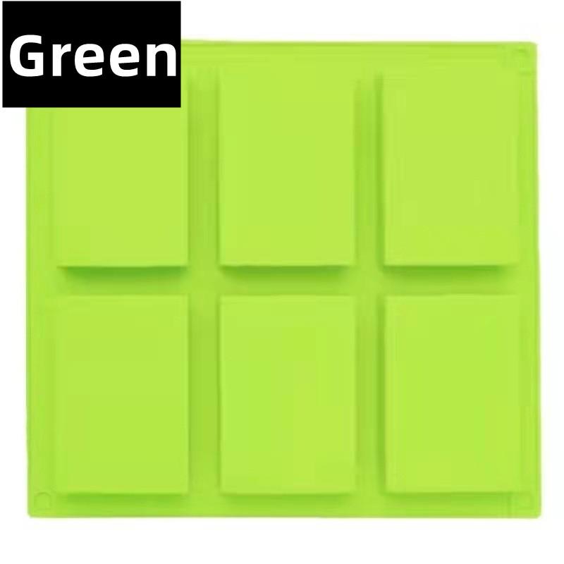 

6-гнездная силиконовая форма для мыла, квадратная, прямоугольная, ручная форма для мыла, портативные уникальные инструменты для изготовления мыла, подарки на день рождения зелёный