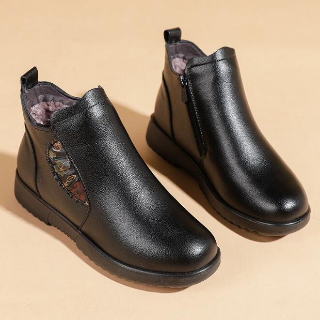 

Модні жіночі черевики до щиколотки 2025 року, зимові теплі снігові чоботи з натуральної шкіри та вовни, мамині плюшеві туфлі на танкетці, жіноче взуття розмір 35-40 35