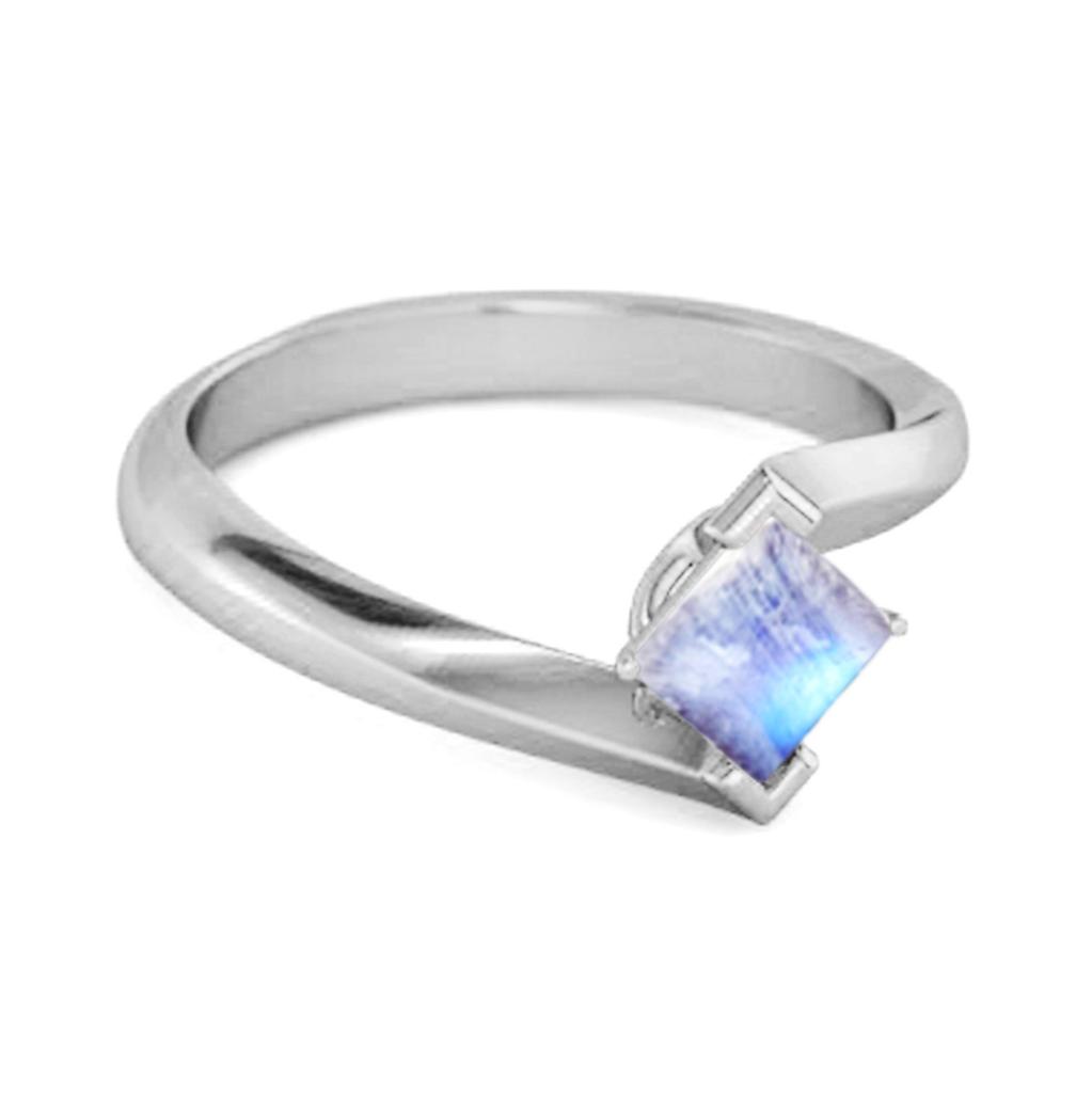 Moonstone Sleek Tension-Style Ring - 925 Sterling Silver