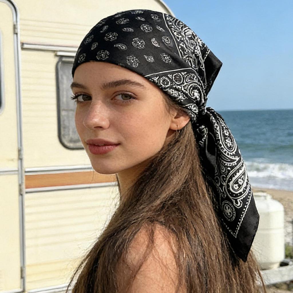 Vintage Silk Satin Head Scarf Square Hair Scarf Multi-Purpose Headband Shawl for Women, Daily Office Gym Travel Party