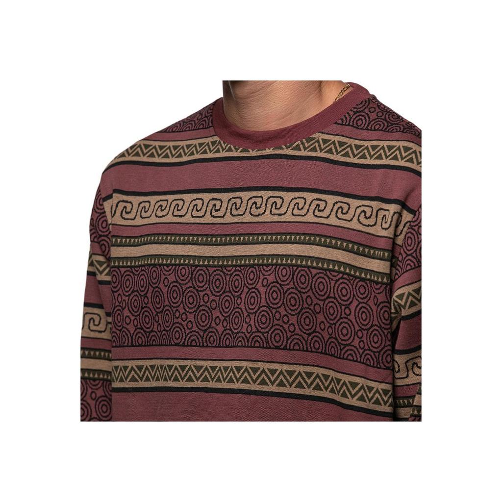 Stussy Cotton Knitted Striped Crew Neck Sweater Men sweater Dark-Red 1140231
