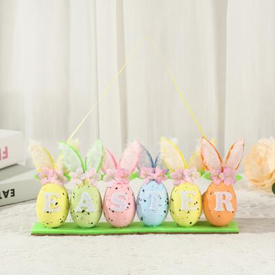 Osterei-Ornamente Osterhase Bunte Schaumstoff-Ostereier mit Hasenohren für Baum Wand Tür Fenster Frühlingsparty Dekoration