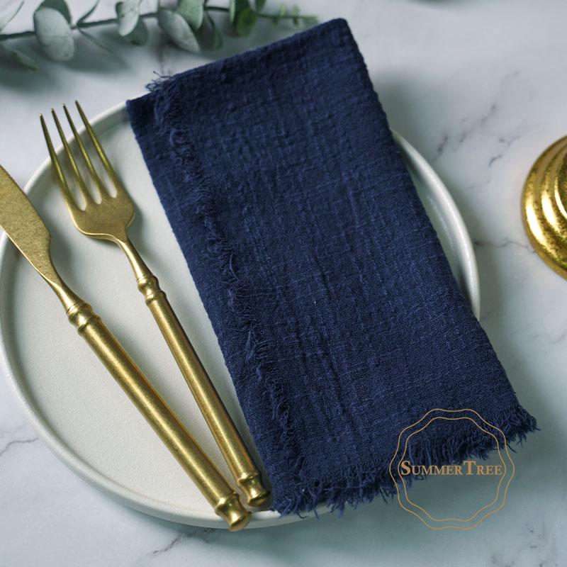 20PCS Napkins 41x41CM Cotton Cloth Gauze Retro Burr Rustic Kitchen Tea Towel Wedding Party Dinner Christmas Napkin Table Decor