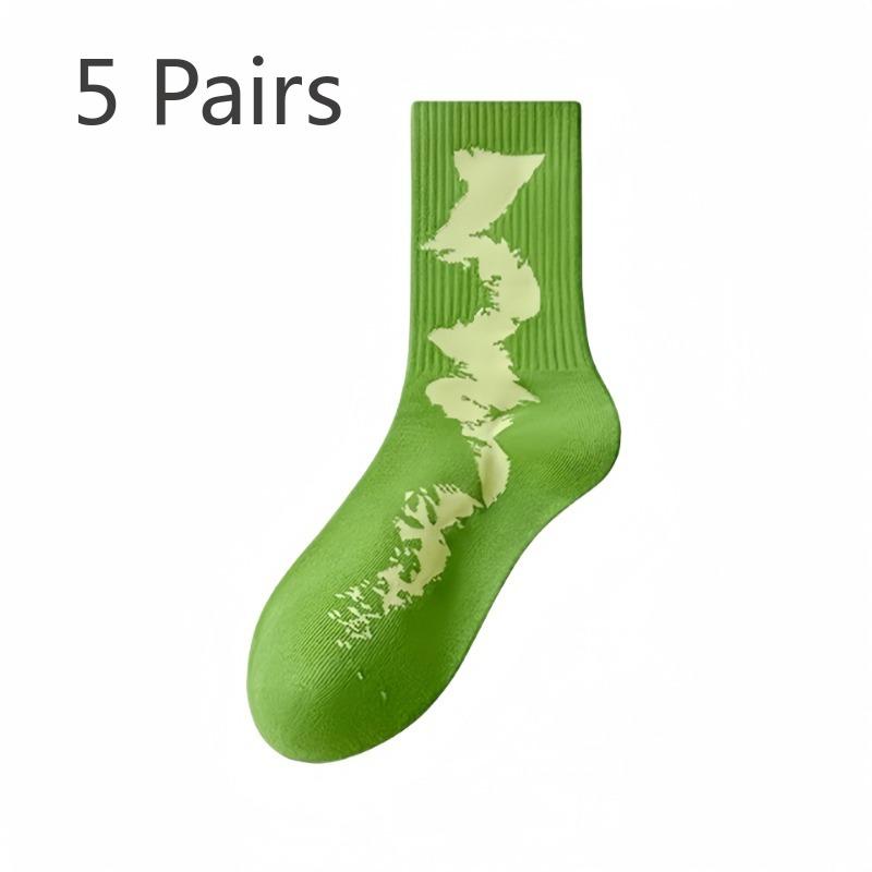 

5 Pairs of Men s Spring and Autumn Pure Cotton Sweat Absorption Deodorizing Youth Sports Basketball Stockings 5 Pairs зелёный