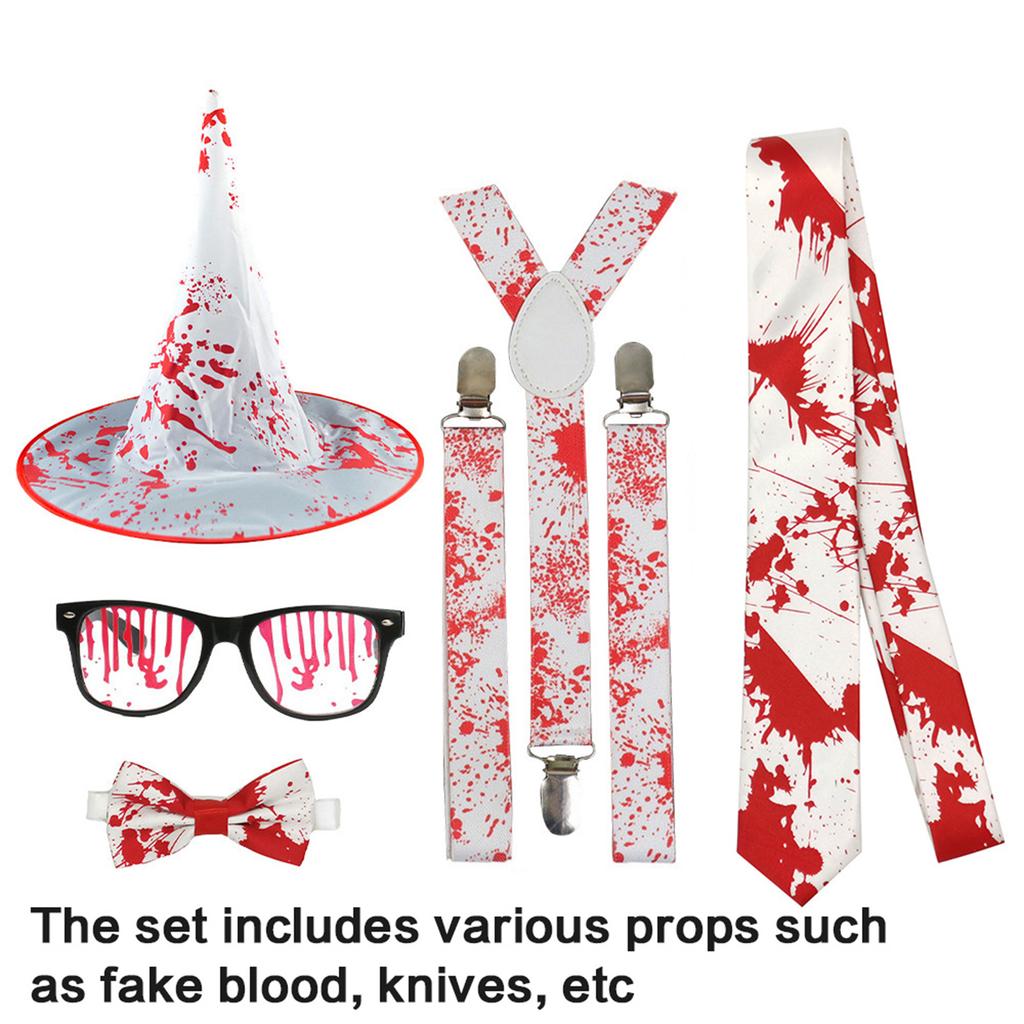Splattered Blood Glasses Halloween Pointed Hat Bloody Gloves Stockings Decorative Glasses Halloween Costume Accessories