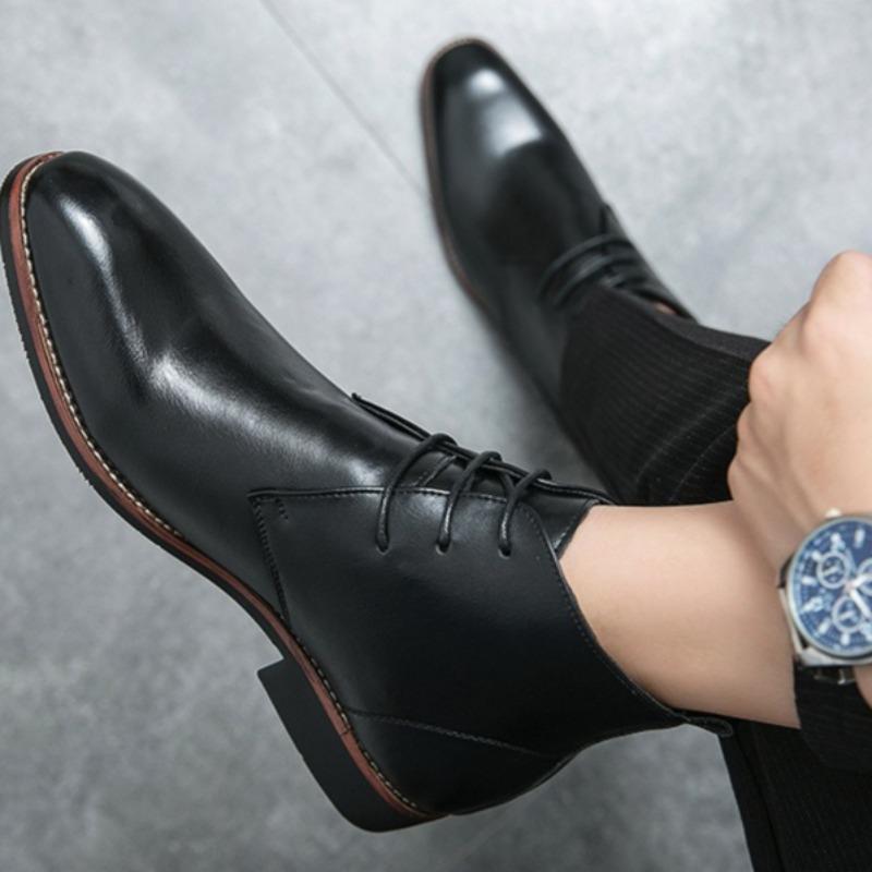 Fashion High Quality Men's Boots Fashion British Pointed Leather Boots Business Dress Boots for Men Lace Up Ankle Boot Botas Masculinas