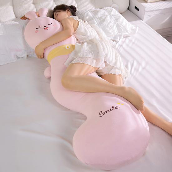 Long Body Pillow Ergonomic Curve Pillow Cute Side Sleeping Support Soft Animal Shapes Plush Doll for Kids Adult