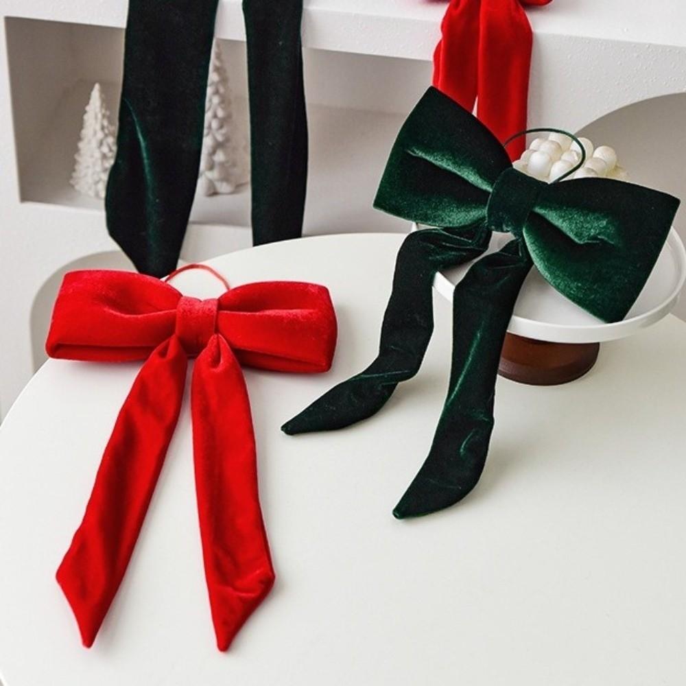 Soft Christmas Bow Decoration Flocking Hanging Bowknot Large Bow Decor  Holiday Season
