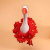 Miniature Desktop Goose Figurine with Textured Decorative Collar and Small Bell Accents for Office Home Desk Ornament