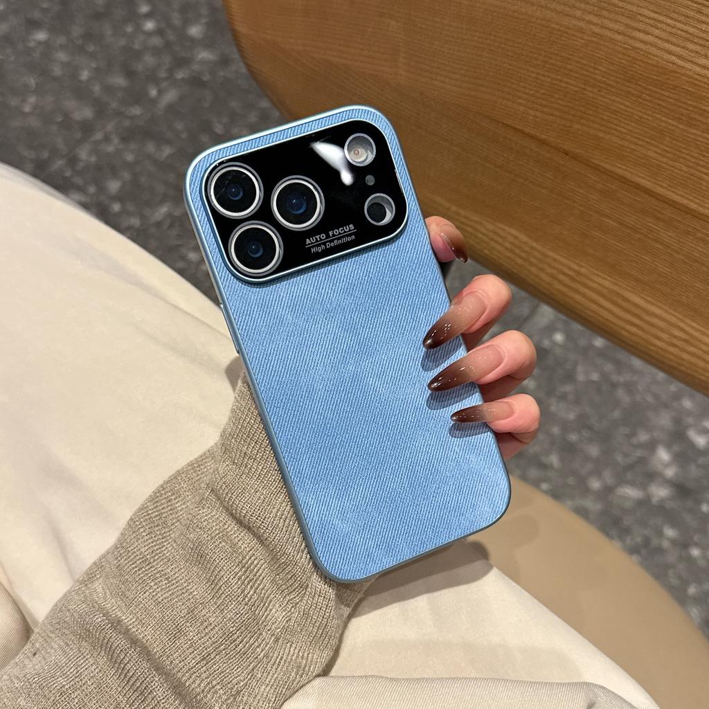 Applicable to Apple 17proMax mobile phone case denim cloth pattern iPhone16 large window new all-inclusive 15 protective case