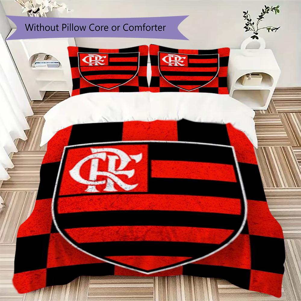 CR Flamengo Pattern Bedding Uilt Set Uilt Cover Pillowcase Home Decoration Birthday Gift (1 * Duvet Cover + 2 * Pillowcase Without Core)