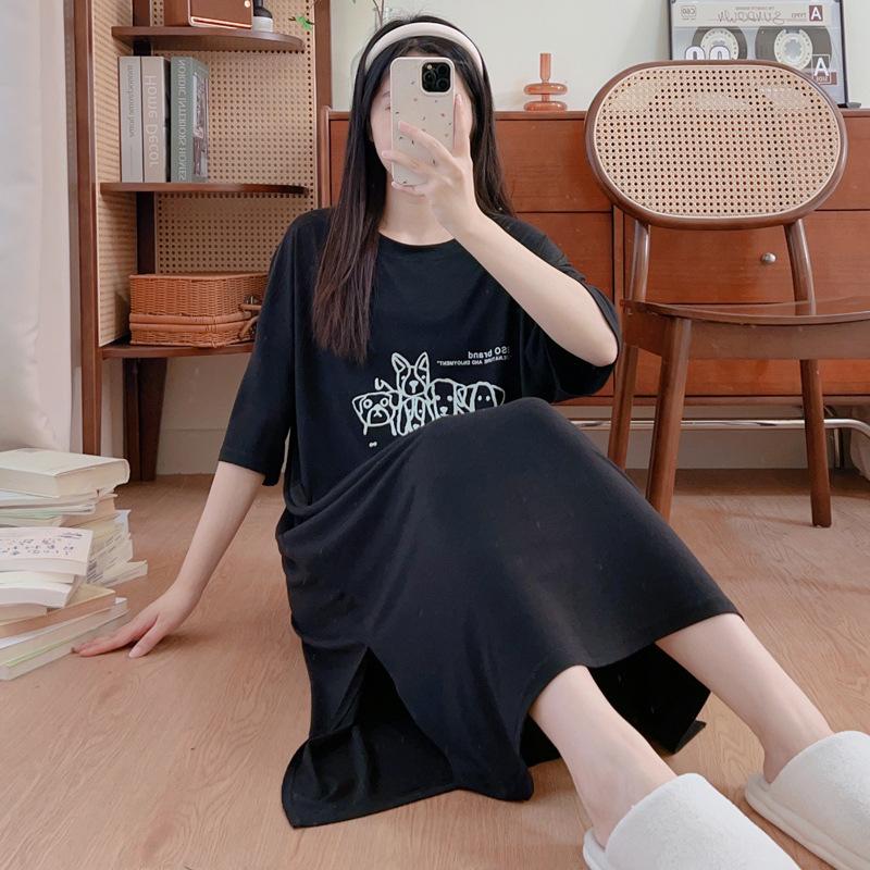 Tall Long 2026 New Korean Version Large Size Fat Mm Summer T-shirt Skirt Loose Ankle Short Sleeve Dress