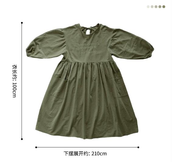 

Plus Size Kitchen Apron Embroidery Design, Long Sleeve Widened Cotton Smock with Pocket, for Baking Cooking Cleaning темно-зелений колір