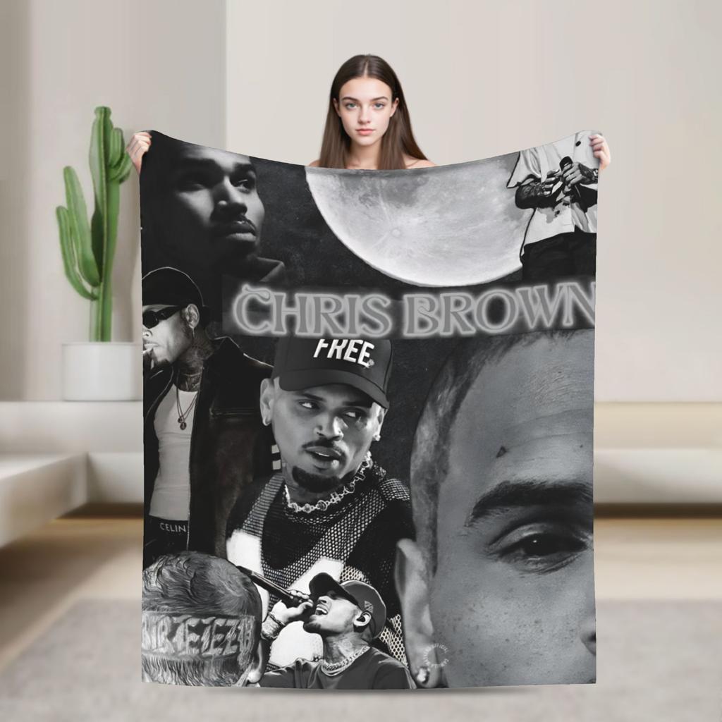 Warm Blanket Travel Chris Brown Breezy Bowl XX Bedding Throws Flannel Bedspread For Outdoor Novelty Sofa Bed Cover