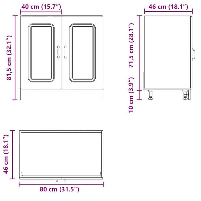 VidaXL Meuble bas pour évier Kalmar noir 80x46x81,5 cm bois ingénierie 853448
