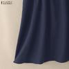 ZANZEA Vestido de Verano Casual para Mujer con Cuello Redondo y Manga Corta