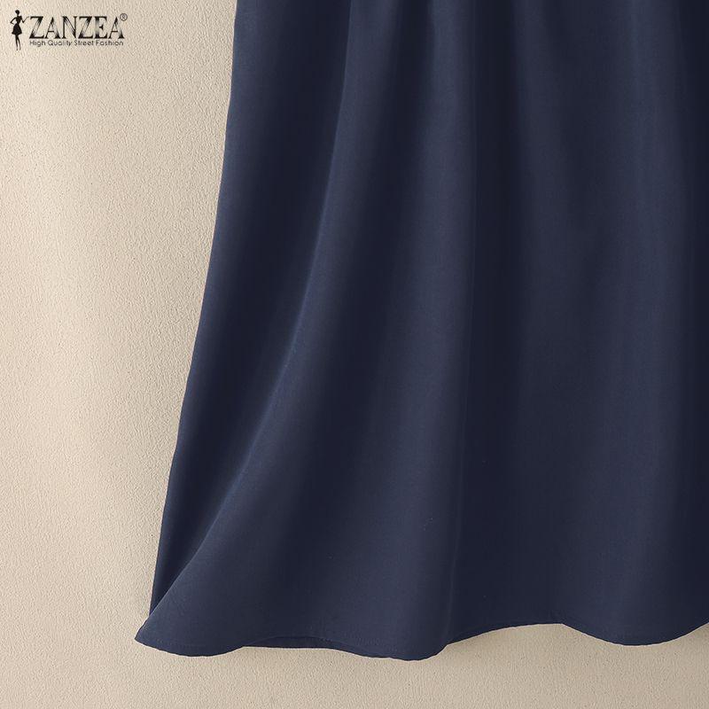ZANZEA Vestido de Verano Casual para Mujer con Cuello Redondo y Manga Corta