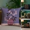 Vintage Vase Print Pillow Case Sofa and Living Room Decorative Cushion Covers Dust-proof and Mite-proof Invisible Zipper