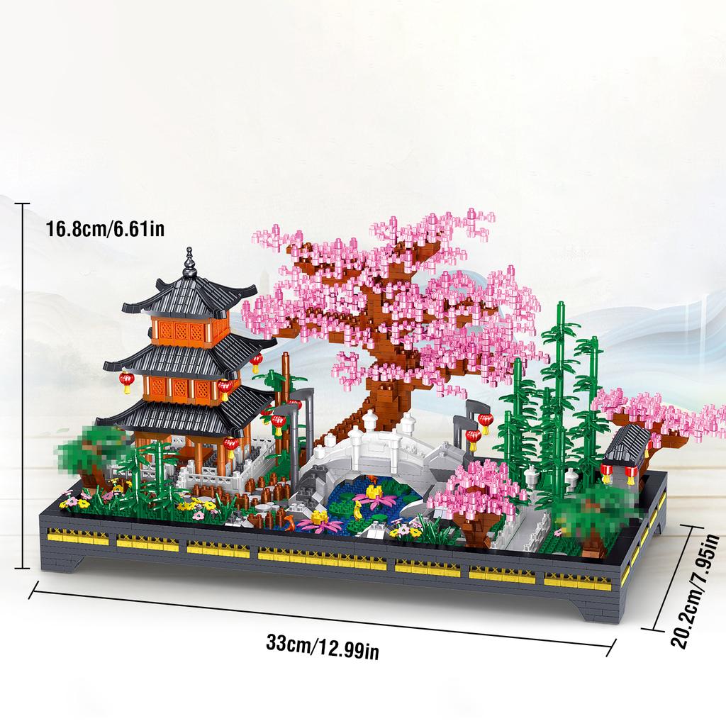 2805Pc Zen Forest Garden Building Blocks Flower Tree Chinese Ancient Architecture Educational Puzzle Kids Toys Ornament Gifts