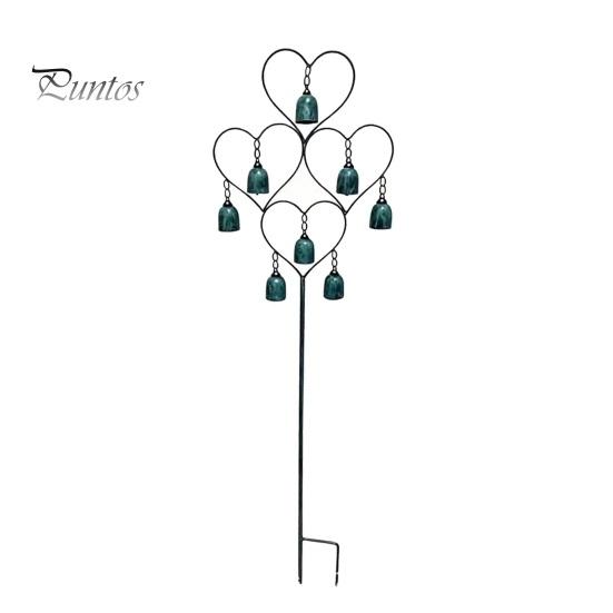 Unique Garden Art Vintage Metal Stakes, Heart Shaped Wind Chimes Stake Decor, Whimsical Lawn Sculptures Rustproof Gardens Stakes for Outdoor