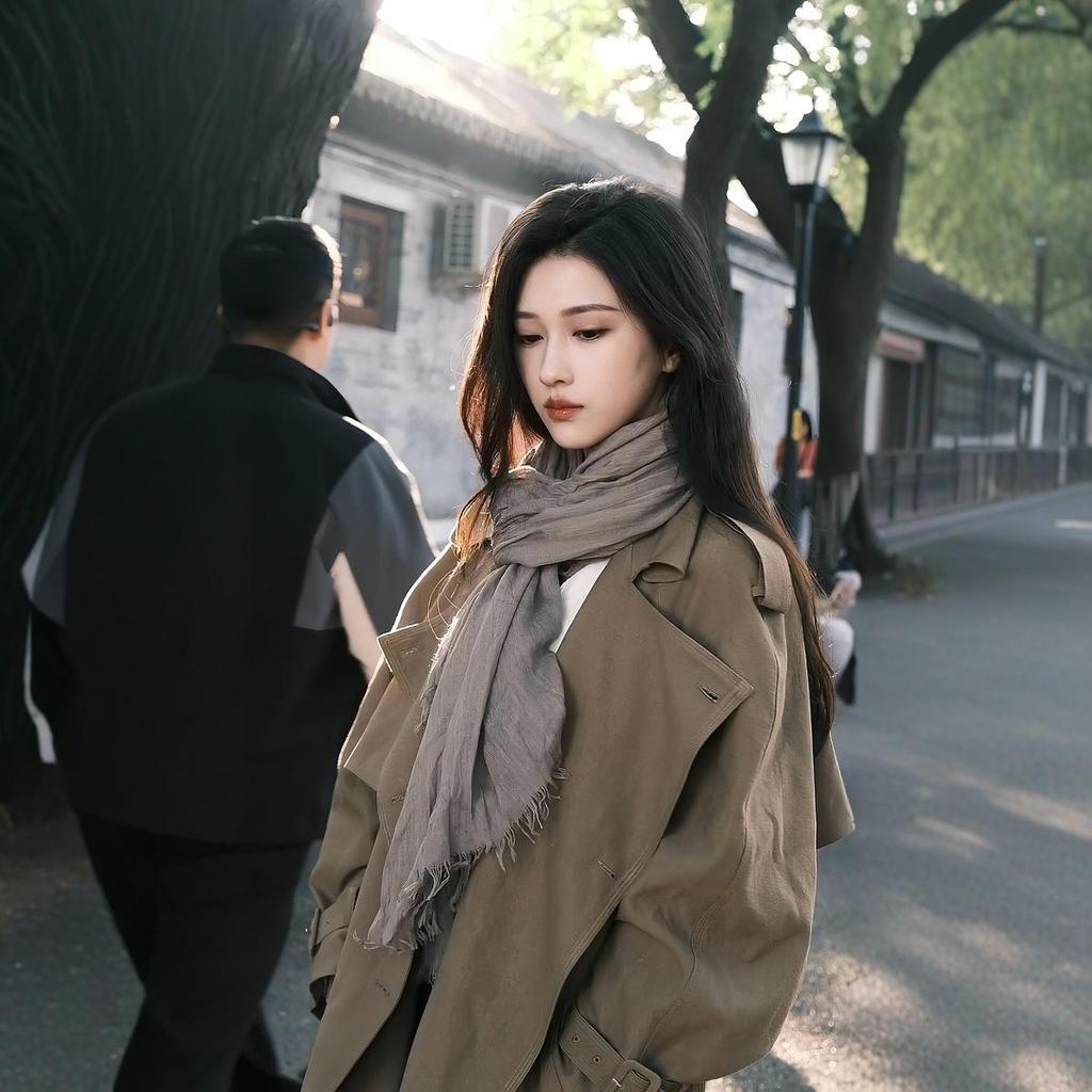 Vintage Plissierter Baumwoll-Leinen-Schal & Seiden-Krawatte Schal für Damen - Frühling/Herbst