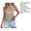 Women Tops Slim Fit Solid Color Summer Blouse Round Neck Sleeveless Hollow Design Soft Stretchy Knitting Tops Casual Wear