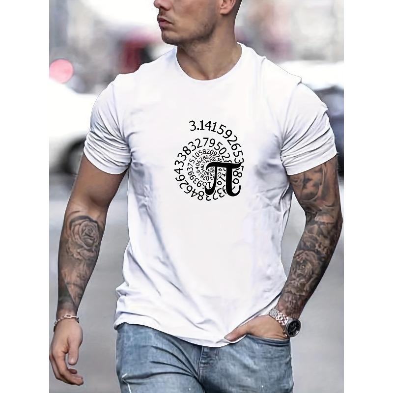 

European size Men s Summer Casual Round Neck Short T-Shirt with Pattern S белый