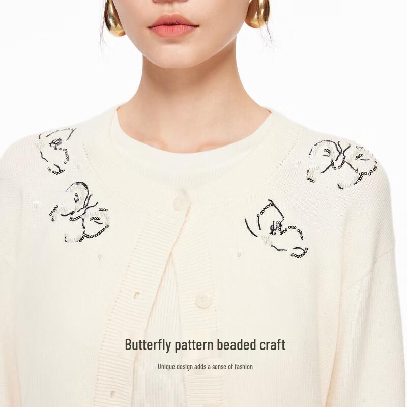VEROMODA Butterfly Beaded Knit Cardigan