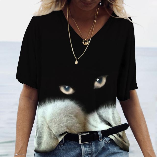 Acheter T-shirt manches courtes col en V pour femme, estival et