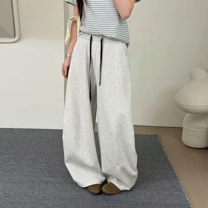 Korean Style Women's High Waist Wide Leg Sports Pants - Slimming Drape, 2026 Spring Collection